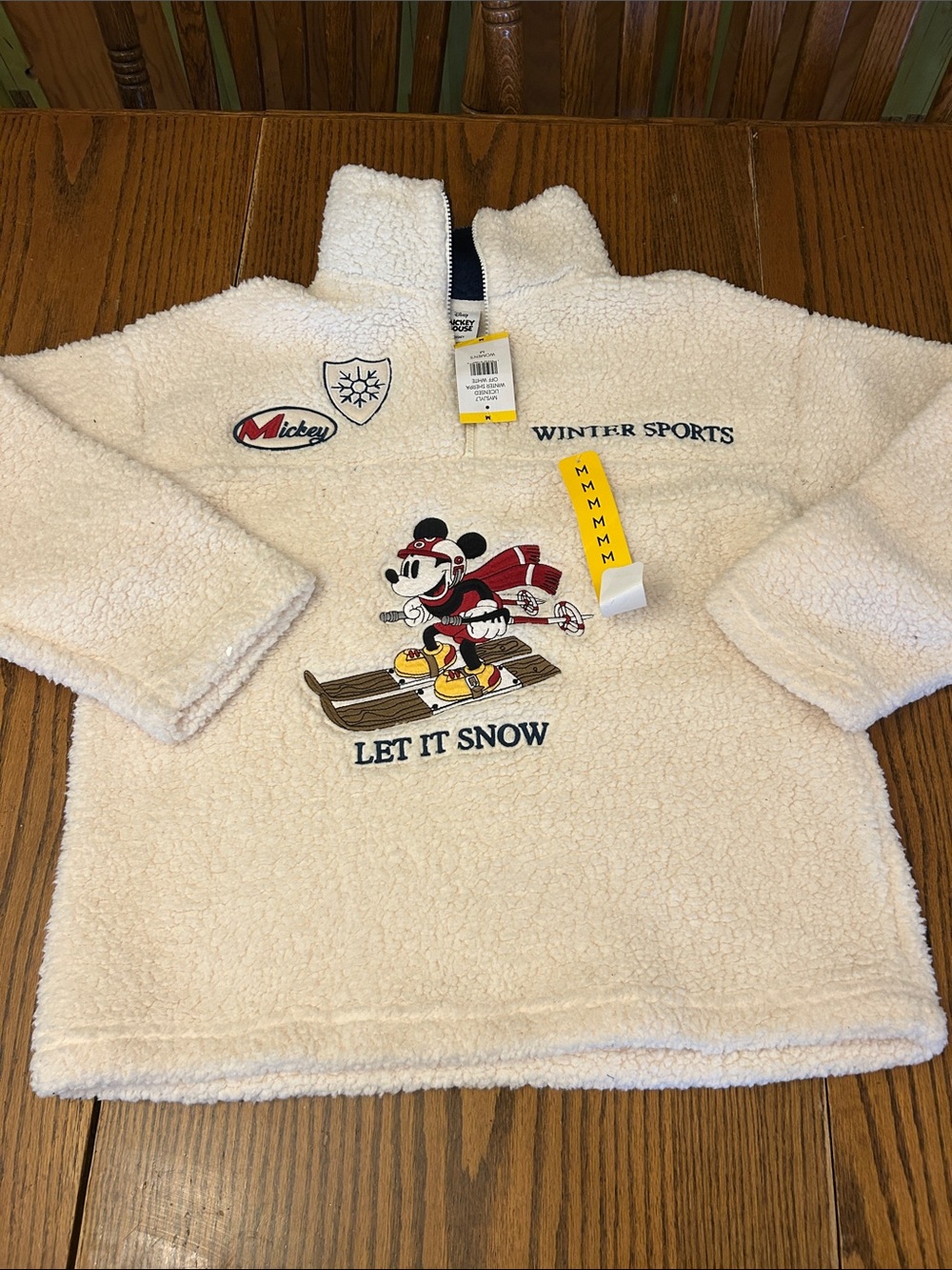 Disney Mickey Mouse Sherpa Quarter-Zip Sweater Women’s Medium NWT